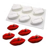 MoldFun 8 Cavities 3D Red Lips Baking Mold Lip Print Kisses Silicone Chocolate Candy Mousse Cake Mini Soap Mold for Soap Making, Valentines Day Gift