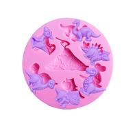 MoldFun Small Size Dinosaur Silicone Mold for Fondant, Cake/Cupcake Decorating, Candy, Gum Paste (3.1"x3.1"x0.4", T Rex,Triceratops, Plesiosaur, Pterosaur, Stegosaurus Included)