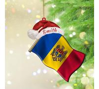 Moldova Christmas Ornaments Flag Sports Bar Party Events Christmas Tree Ornament Keepsake World State Map Flag Acrylic Christmas Bauble for Indoor Home Decor