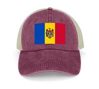 Moldova Flag Adjustable Mesh Back Cap Moldova Pride National Flag Mesh Baseball Cap Retro Washed Trucker Cap Breathable Sun Hat