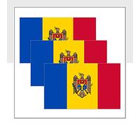 Moldova Flag Car Stickers Pack of 3 (100 x 60 mm) Waterproof MDA Labels for Bike Van Helmet Ipad Packwith® #P1083