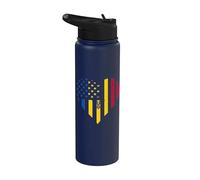Moldova Flag Heart USA America Moldovan Pride Moldovan Roots Stainless Steel Insulated Water Bottle