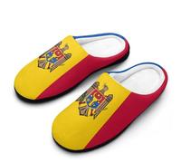 Moldova Flag Men's Memory Foam Slippers Comfort Cotton Slip On House Shoes for Indoor Outdoor 7-8（40-41）