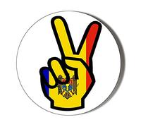 Moldova - Flag - Victory Hand - Small 10 x 56mm Vinyl Stickers Pack of 10