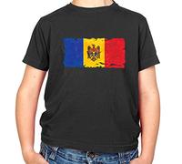 Moldova Grunge Style Flag - Childrens/Kids Crewneck T-Shirt - Black - L (9-11 Years)
