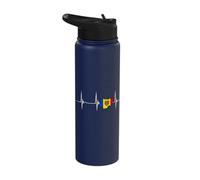 Moldova Heartbeat EKG Pulse Map Moldovan Pride Moldovan Flag Stainless Steel Insulated Water Bottle