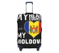 Moldova Moldovan Heart Flag Universal Stretch Suitcase Cover Carry On Luggage Sleeve Anti Scratch Travel Baggage Protector for Unisex Women Travel Medium