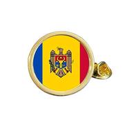 Moldova National Flag Gold Plated Domed Lapel Pin Badge in Gift Bag