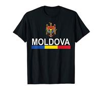 Moldovan Coat of Arms and Flag Stripe Sports-style Moldova T-Shirt