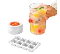 Molds - 8 Compartment with Lid Spill Resistant Freezing Tray Container System, Large Capacity Beverage Cooling Cube Maker Box, Leak Proof Stackable Formation Organizer Tool | for Home Apartmen