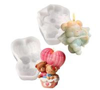Molds for Candle-2 Pieces Romantic Making Mould,3D Stereo Bear Shape Candle Making Molds Silicone, for Valentine's Day Wedding Birthday Mother's Day Dating Couples Holidays
