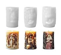 Molds for Candles| 3 Pieces Witch Pillar Witch Pillar Candle Mold-Halloween Silicone Soap Making Tool Handmade Craft for Art Relaxation Daily Home Holiday Birthday Travel Friends Family
