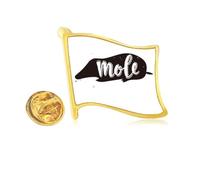 Mole Black And White Animal Golden Metal Flag Lapel Pin Badge