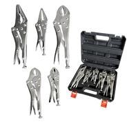 Mole Grips Set 5PCS Locking Pliers,Adjustable Vice Grips for Welding Metalwork DIY - 5" 7" 10" Curved Jaw & 7" 9" Long Nose Pliers Set,for DIY Projects,Mechanic and Woodworking