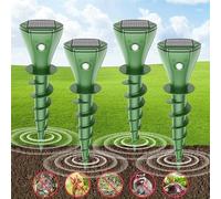 Mole Repellent Solar Powered - 4 Pack Waterproof Deterrent Stake, Sonic Spikes - Get Rid of Vole, Snake, Groundhog, Gopher - Repeller for Lawns Garden & Yard