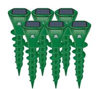 Mole Repellent Solar Powered,6 Pack Ultrasonic Gopher Repeller IP65 Waterproof for Lawn Garden Yard, Sonic Vole Repellent Mole Killer Outdoor Get Rid of Snake Groundhog Chipmunk Squirrels-Green