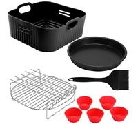 moleath 9inch/23cm Silicone Air Fryer Liners, Compatible for COSORI 6L 6.2L 6.4L, Russell Hobbs XXL 8L Square Air Fryer Accessories, 5PCS