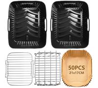 moleath Dual Air Fryer Liners, Compatible for Ninja Foodi MAX AF400UK SL400UK 9.5L, AF500UK 10.4L, Tower cookwise EUARY EMtronics Devology 9L, COSORI 8.5L, Large Dual Silicone Air Fryer Accessories