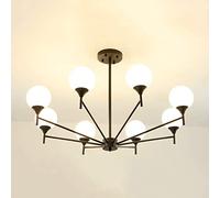 Molecular Glass Chandelier,Living Room Dining Room Bedroom,E27 Nordic Magic Bean Chandelier-Black. 8 Head