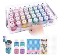 MOLEDINO 40 Slots Diamond Art Storage Containers, Diamond Painting Accessories Storage Boxes with Lids, Small Clear Plastic Bead Organiser with Foam Base and Stickers for Seed Rhinestones (1 Pack)