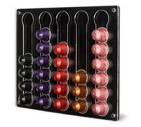MOLEDINO Wall-Mounted Coffee Pod Holder for Nespresso Original 30 Capsules, Magnetic Acrylic Fridge Coffee Pod Organizer Storage, Adhesive for RV, Kitchen Cabinet Cupboard (Black & Clear)