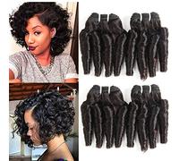 Molefi Brazilian Funmi Hair Loose Wave 4 Bundles Spiral Curl Hair Bundles Short Curly Weave 8 A Unprocessed Brazilian Human Hair Extensions 50g/PC Natural Color Full Head 8 8 8 inch)