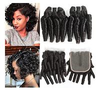 Molefi Brazilian Virgin Human Hair Extensions Curly Short Wavy 7A Unprocessed Brazilian Virgin Human Hair Extensions 50g/pc Natural Color 10 12 14+10 4pcs