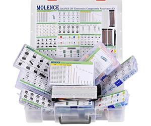 Molence 5162pcs DIY Electronics Components Kit Assortment, Resistors, Inductors, Capacitors, LED, Triode, ICS, Diodes, PCB, Potentiometer, Pin Header, Jumper Wire, Terminals, Tactswitch