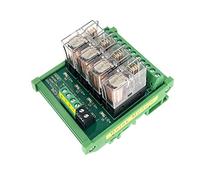 Molence DIN Rail Mount 4 Channels Relay, AC/DC 24V Control 4 SPDT 10A Pluggable Power Relay Module for PLC MCU
