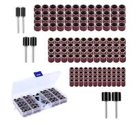 MOLENCO Drum Sander Set, 150pcs Sanding Drum Tool with Free Box Including 144pcs Nail Sanding Bands Sleeves(80/120 Grits) and 6pcs Drum Mandrels for Rotary Tool, for Polishing Nail Jewelry