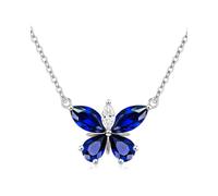 Molenia Butterfly Necklace for Women, 925 Sterling Silver, 18K White Gold, Hypoallergenic, 12 Months Birthstone Necklace, Jewellery, Birthday Gifts for Mother, Daughter, Granddaughter, Sterling Silver