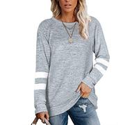 MOLERANI Lightweight Sweaters for Women Cozy Sweatshirts Long Sleeve Tops for Leggings M White Grey