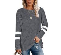 MOLERANI Loose Sweatshirts Slate Gray for Women Solid Plain Crewneck Long Sleeve Tunic Sweaters Pullover Gray 2XL