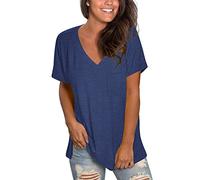 MOLERANI Navy Blue T Shirts for Women V Neck Summer Tshirts Short Sleeve Lightweight Tees M