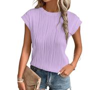 MOLERANI T Shirts for Women - Short Sleeve Ladies Tops Round Neck Blouses Tees Solid Summer Knit T-Shirts Light Purplenk S