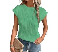 MOLERANI T Shirts for Women - Short Sleeve Ladies Tops Round Neck Blouses Tees Solid Summer Knit T-Shirts Green M