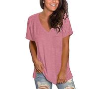 MOLERANI Tshirts for Women Summer T Shirts Short Sleeve Tunic Tops Basic Tees Pink 3XL