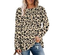 MOLERANI Women's Long Sleeve Round Neck Casual T Shirts Blouses Sweatshirts Tunic Tops Leopard XL