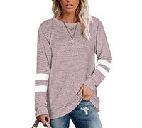 MOLERANI Women's Long Sleeve Round Neck Casual T Shirts Blouses Sweatshirts Tunic Tops (Small, Coffee)