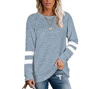 MOLERANI Women's Long Sleeve Round Neck Casual T Shirts Blouses Sweatshirts Tunic Tops with Pocket (Medium, 03-Light Blue)