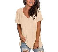 MOLERANI Womens Short Sleeve Tops Summer V Neck Shirts Soft Comfy T-Shirts Apricot S