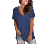 MOLERANI Womens T Shirts Short Sleeve V Neck Loose Summer Tee NaBu 2XL