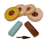Moleroda Bench Grinder Metal Polishing Kit - 5 Pieces with Compounds, RODA Mops for Aluminium, Brass, Copper, Steel, and More - UK Made, Professional-Grade, High-Gloss Finish