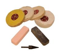 Moleroda Bench Grinder Metal Polishing Kit - 5 Pieces with Compounds, RODA Mops for Aluminium, Brass, Copper, Steel, and More - UK Made, Professional-Grade, High-Gloss Finish