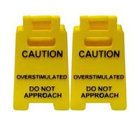 MOLERRI 2pcs Funny Caution Overstimulated Do Not Approach Signs Fun Mini Signage, Novelty Desk Decor