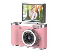 MOLERRI 4K CCD 8X Digital Zoom Camera 48MP Compact Digital Photography Camera 180 Flip Screen Selfile Camera for Student Pink