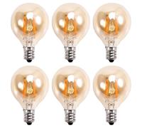 MOLERRI 6Pcs 1.5W LED G40 Replacement Bulb 220V Retro Globe Gold Dimmable Bulb for Indoor/Outdoor String Lights E12 Base