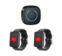 MOLERRI Emergency SOS Pager Call Button Wireless Watch Call Pager System for Kids Elderly Patients UK Plug Black