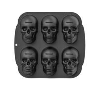 MOLERRI Halloween Skull Cake Pan Silicone Mold, 6 Cavities Pirate Skull 3D Silicone Mold Baking Pan,Black Easy to Use