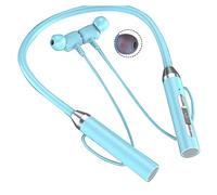MOLERRI Wireless Bluetooth Headset Neck Type Stereo Noise Reduction Universal Plug-in Card Sport Ear Headset Mic,Blue